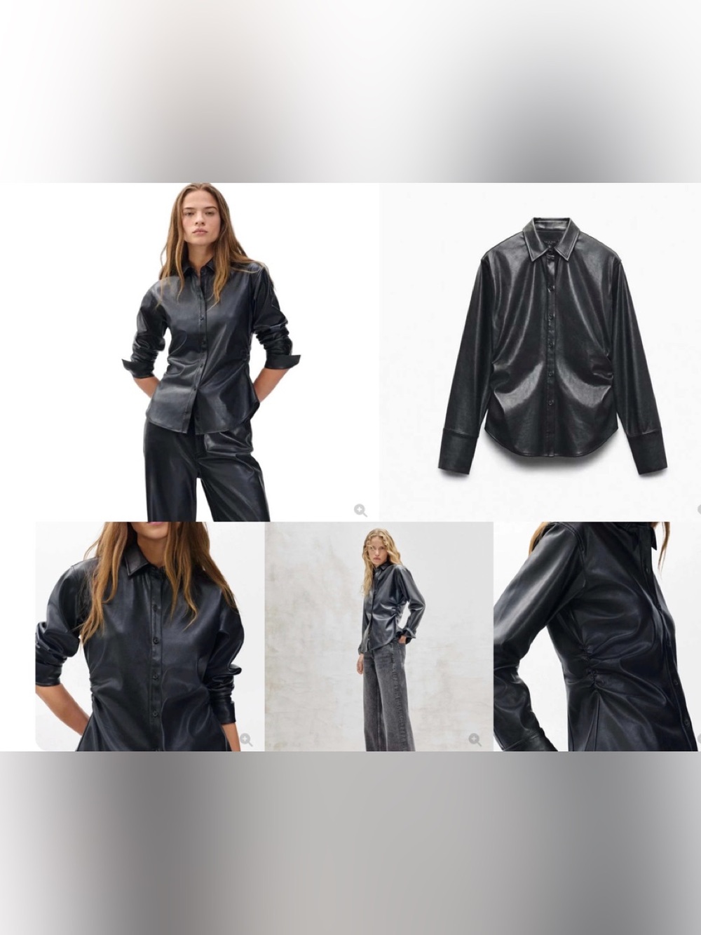 rag & bone Black Faux Leather Button-Front Shirt